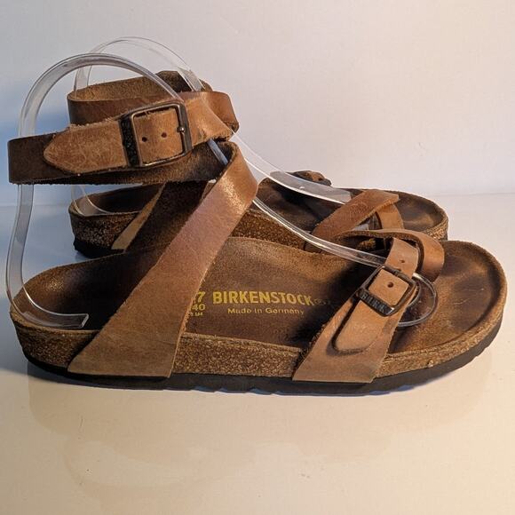 BIRKENSTOCK Yara Oiled Leather Ankle Strap Sandal Habana Brown Women's 6-6.5/37 - Picture 3 of 15